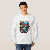 Bunte Feierkatze T-Shirt (Vorne ganz)