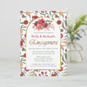 Bunte, fette Blumenbäume: Engagement Party Einladung (Stehend Vorderseite)