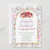 Bunte, fette Blumenblüten Gold-Engagement-Partei Einladung (Vorderseite)