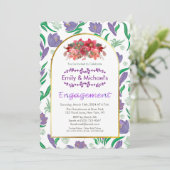Bunte, fette Blumenblüten Gold-Engagement-Partei Einladung (Stehend Vorderseite)