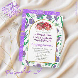 Bunte, fette Blumenblüten Gold-Engagement-Partei Einladung