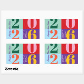 Bunte fette Jahreszahlen-Blöcke Neujahrsparty Rechteckiger Aufkleber (Blatt)