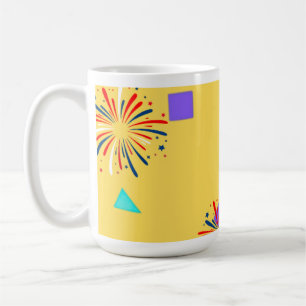 Bunte Feuerwerk Gelbe Tasse – Hell & Festlich
