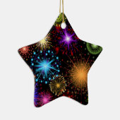 Bunte Feuerwerke neues Jahr Keramik Ornament (Rechts)