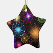 Bunte Feuerwerke neues Jahr Keramik Ornament (Links)