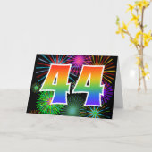 Bunte Feuerwerke + Regenbogen-Muster "44" Ereignis Karte (Gelbe Blume)