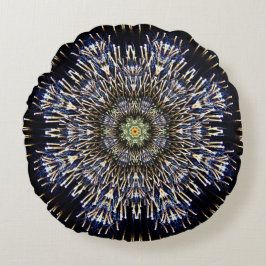 Bunte Feuerwerks-Mandala Rundes Kissen