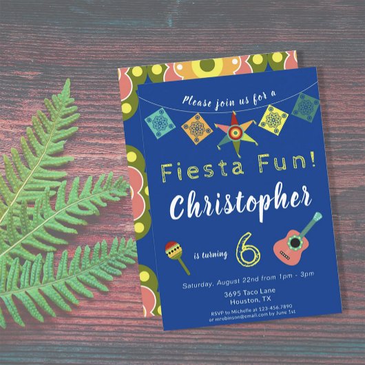 Bunte Fiesta Boys Geburtstagsparty Einladung