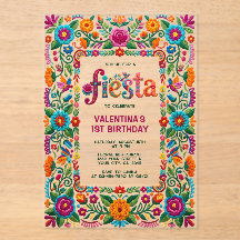 Bunte Fiesta Florale Volkskunst Mädchen 1. Geburts