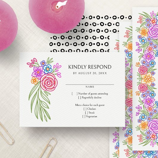 Bunte Fiesta-Hochzeit RSVP Karte