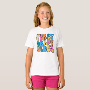 Bunte First Grade Vibes Zurück zur Schule Retro T-Shirt