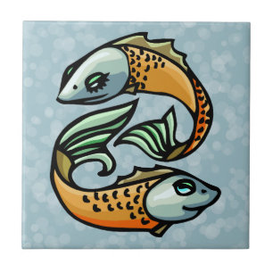 Bunte Fisch-Fische auf Blau Fliese