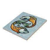 Bunte Fisch-Fische auf Blau Fliese (Seite)