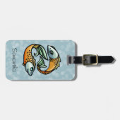 Bunte Fisch-Fische auf Blau Gepäckanhänger (Vorderseite horizontal)