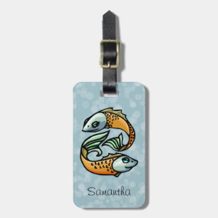 Bunte Fisch-Fische auf Blau Gepäckanhänger