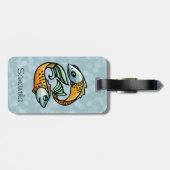 Bunte Fisch-Fische auf Blau Gepäckanhänger (Rückseite horizontal)