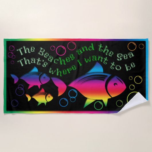 Bunte Fisch-Strandtuch Strandtuch (Vorderseite)