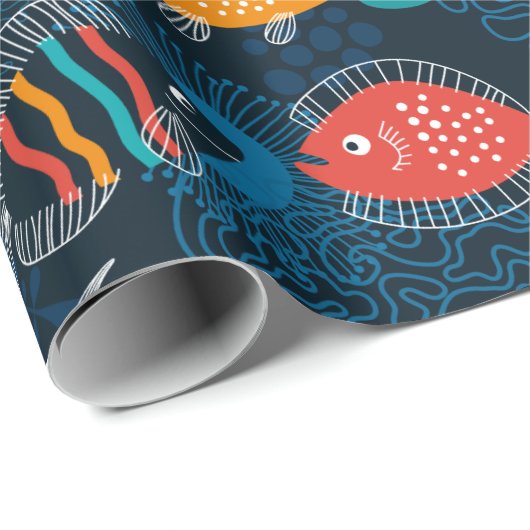 Bunte Fische im Ozean Geschenkpapier (Rolleneckpunkt)