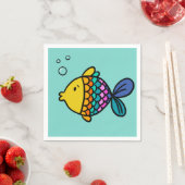Bunte Fische mit blauen Hintergrund Servietten (Beispiel)