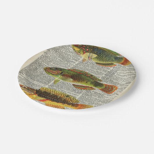 Bunte Fische Pappteller (Schrägansicht)