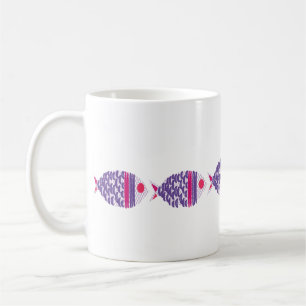Bunte Fischfamilie Preppy Küstenkaffeetasse Kaffeetasse