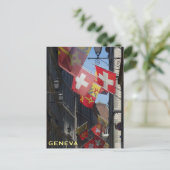 Bunte Flaggen in Genf, die Schweiz Postkarte (Stehend Vorderseite)