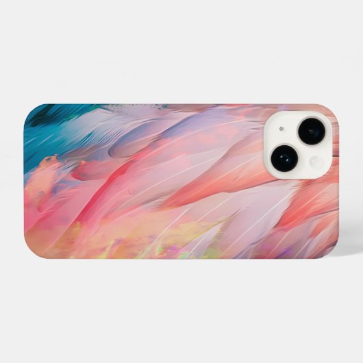 Bunte Flamingo Feathers iPhone Hülle (Rückseite (Horizontal))