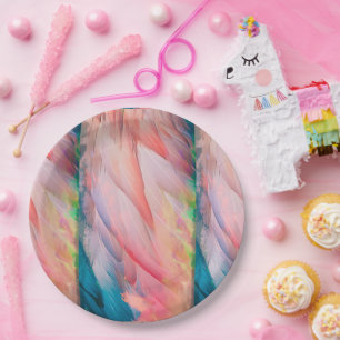 Bunte Flamingo Feathers Pappteller