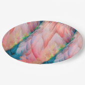 Bunte Flamingo Feathers Pappteller (Schrägansicht)