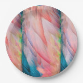 Bunte Flamingo Feathers Pappteller (Vorderseite)