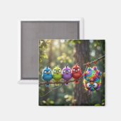 Bunte Flauschige Vögelchen Magnet (Vorderseite/Rückseite)