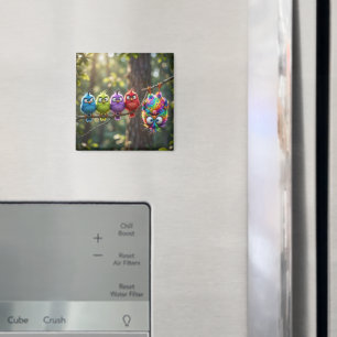 Bunte Flauschige Vögelchen Magnet