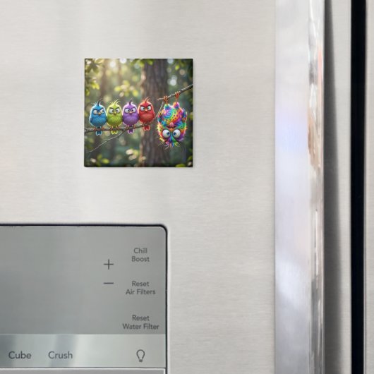 Bunte Flauschige Vögelchen Magnet (In Situ (Kühlschrank))