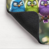 Bunte Flauschige Vögelchen Mousepad (Ecke)