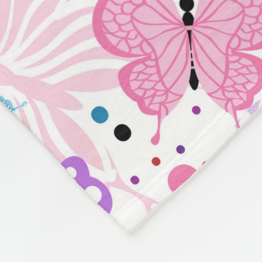 Bunte Fliegen-Schmetterlinge Fleecedecke (Ecke)