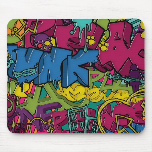 Bunte, flippige und städtische Graffitikunst Mousepad (Vorne)