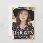 Bunte Florale Dankeskarte zum Abschluss Einladung (Rückseite)