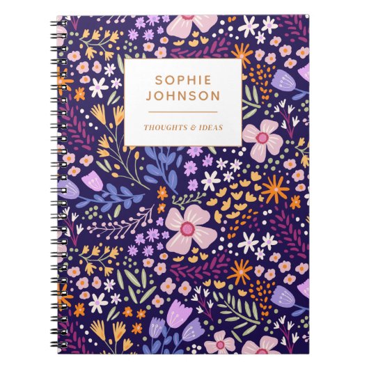 Bunte Florale Hübsche Mädchenhafte Violette Person Notizblock (Vorderseite)