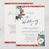 Bunte Florale QR-Code-Hochzeit Einladung (Vorne/Hinten)