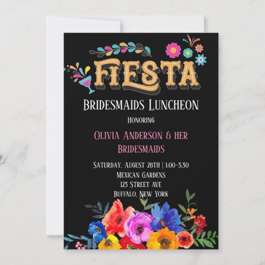 Bunte Florals Fiesta Bridesmaids Luncheon Einladung (Vorderseite)