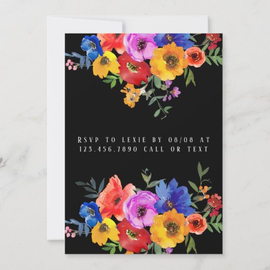 Bunte Florals Fiesta Bridesmaids Luncheon Einladung (Rückseite)