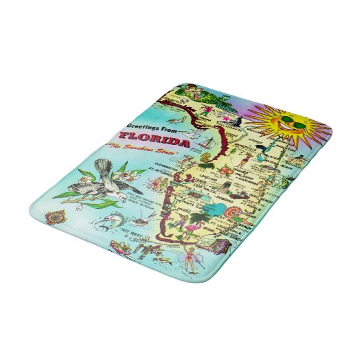 Bunte Florida Grüße Badematte (Schrägansicht)