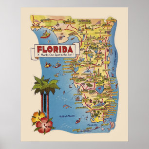 Bunte Florida-Karte Poster