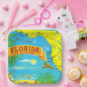 Bunte Florida-Postkartenkarte  Pappteller (Party)