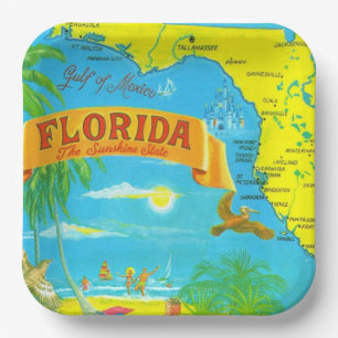 Bunte Florida-Postkartenkarte Pappteller
