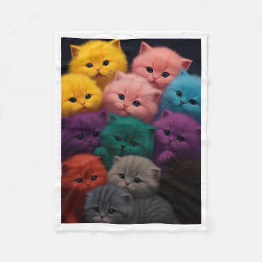 Bunte Fluffige Kätzchen Decke (Vorderseite)