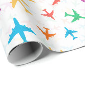 Bunte Flugzeuge Geschenkpapier (Rolleneckpunkt)