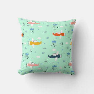 Bunte Flugzeuge über einem Himmel Kissen