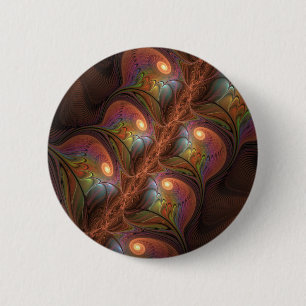 Bunte fluoreszierende abstrakte trippy braune Frak Button