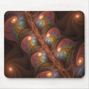 Bunte fluoreszierende abstrakte trippy braune Frak Mousepad